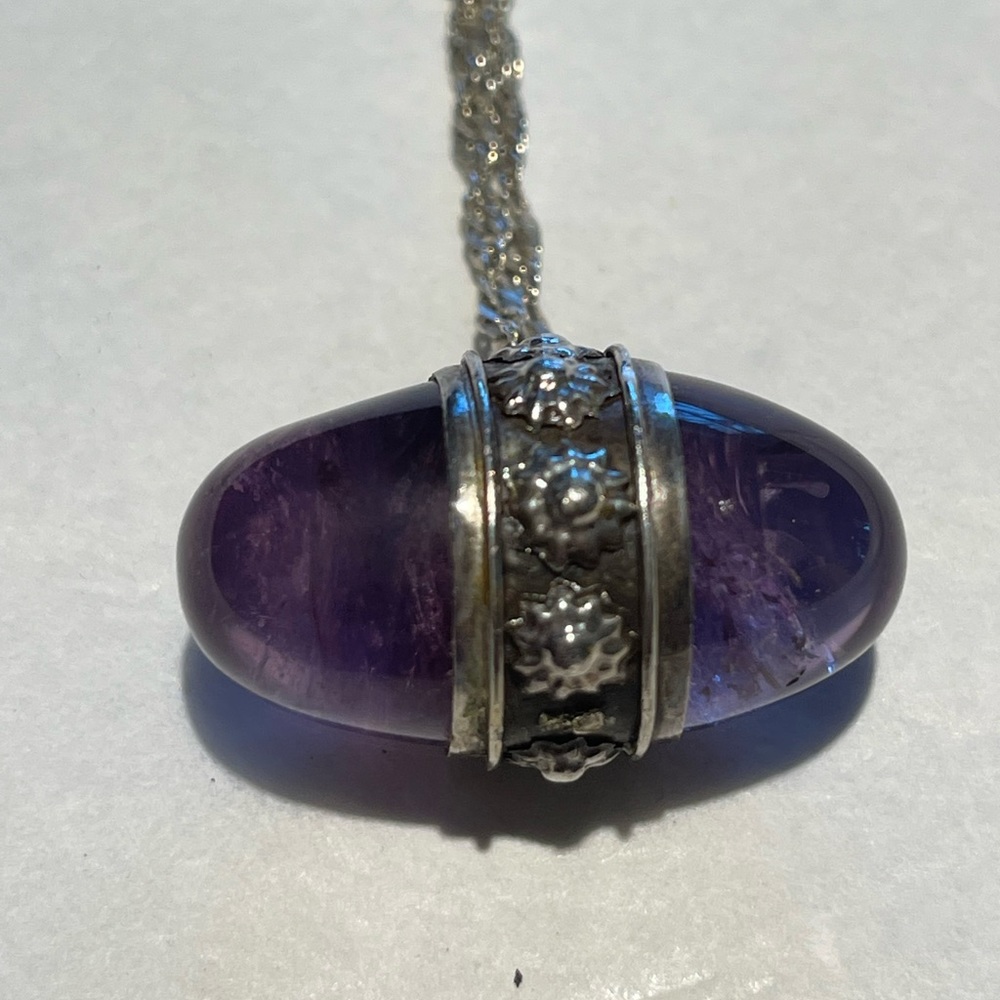 Amethyst Cobachon on STERLING Silver Chain